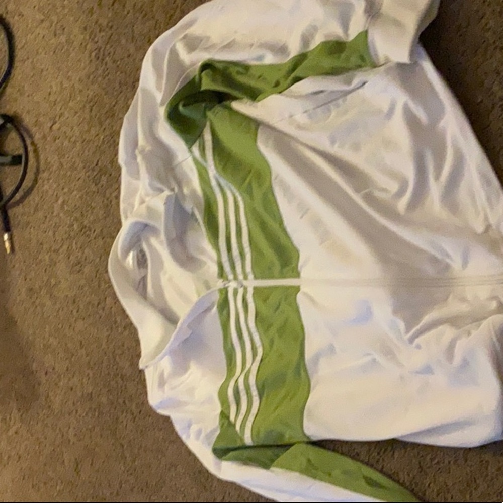 Adidas White olive stripe track jacket